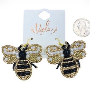 Gold and Black Bee Earrings